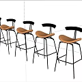 Modern Bar Stool With Black Metal Frame And Comfortable Brown Leather Seat