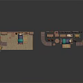 Detailed Interior Room Scene Components With Staircases Sofa And Decorative Elements