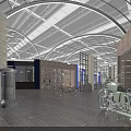 Industrial Interior Space With Arched Metal Ceiling Brick Walls Vintage Motorcycle And Bicycle