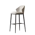 Modern Bar Stool With White Leather Seat And Black Metal Frame 3d model