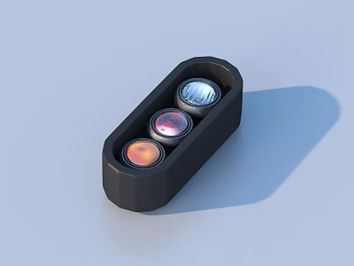 Black Housing Three Lens Optical Sensor Module with Colored Lenses 3d model