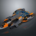 Futuristic Spaceship With Orange And Black Color Scheme For Cosmic Exploration