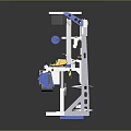 Industrial Workbench Equipment With Digital Control Panel Blue White Frame Yellow Components Safety Net Guard