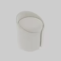 Modern White Upholstered Ottoman With Curved Design And Textured Surface 3d model