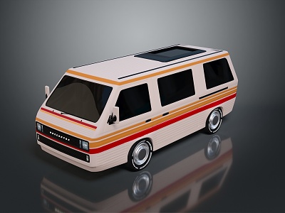 minibus minivan driverless bus school bus van box car 3d model