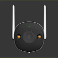 Wireless White and Black Security Camera with Dual Antennas Lens and Orange Indicator Lights