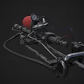 Industrial Equipment With Metal Pipe Structure And Red Cylinder Component