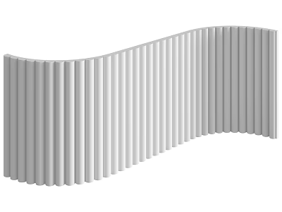 White Wavy Wall Design With Vertical Stripes For Modern Interior Decor 3d model