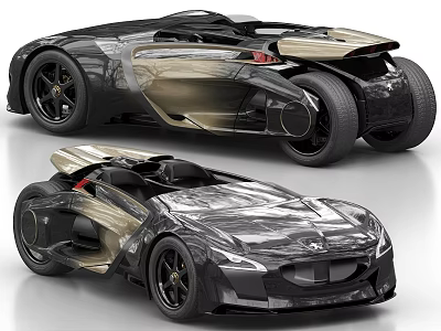 Futuristic Sports Car Featuring Sleek Metallic Body And Convertible Top Design 3d model