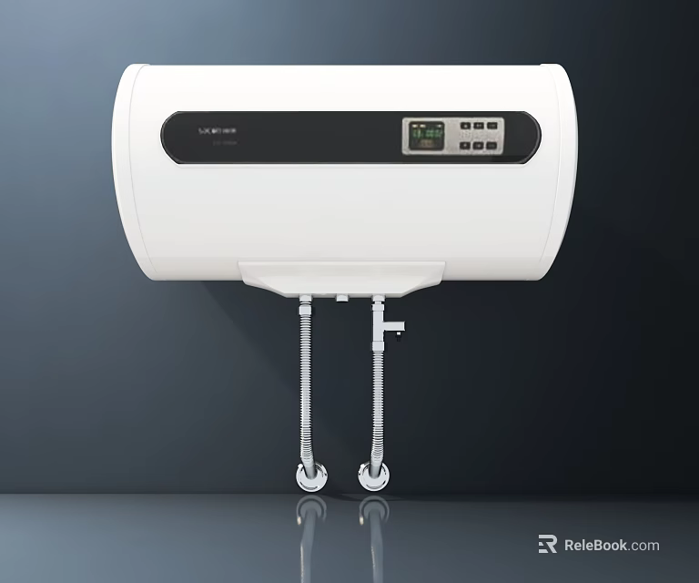 White Wall Mounted Electric Water Heater With Digital Display And Control Buttons For Home Use 3d model 