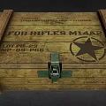 Vintage Wooden Crate for Rifles Mark I Featuring Star Emblem and Metal Lock