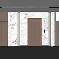 Modern Elevator Design with Marble Wall and Sleek Metal Doors in Lobby