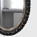 Oval Decorative Mirror With Black Crystal Textured Frame And Gold Trim