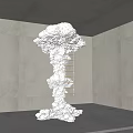 Cloud Shaped Sculpture With Ladder In Gray Wall Interior Space 3d model