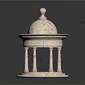 Ornamental White Marble Decorative Structure With Dome Top And Columns On Circular Base