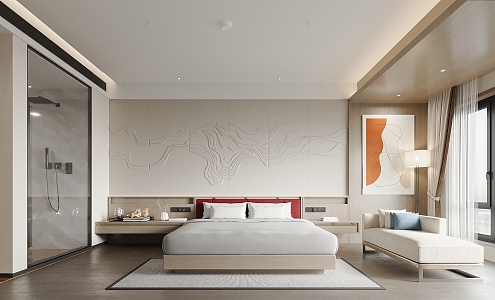 New Chinese Hotel Room Hotel Big Bed Room 3d model