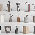 Various Modern Side Tables With Unique Shapes And Different Materials For Home Decor 3d model