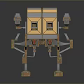 Sci Fi Mechanical Creature Walker With Golden Brown Armor Four Legs And Turret Structure Design 3d model