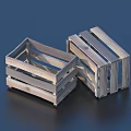 Two Wooden Slatted Storage Baskets for Home Organizing and Decorative Use