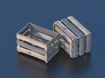 Two Wooden Slatted Storage Baskets for Home Organizing and Decorative Use 3d model
