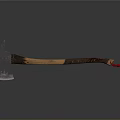 Traditional Metal Axe Weapon With Wooden Handle Wrapped Grip And Red End