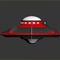 Sci Fi UFO Model Featuring Red Black Shell White Dome And Dot Decorations 3d model