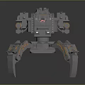 Sci Fi Mechanical Creature With Spider Legs Cannons Gray Armor And Orange Details 3d model