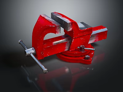 Red Metal Bench Vise Heavy Duty Clamping Tool For Workshop And DIY Projects 3d model