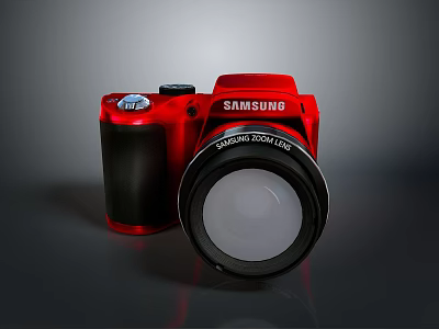 Red Samsung Digital Camera With 20.2MP Lens And Black Grip Design 3d model