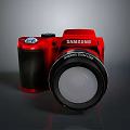 Red Samsung Digital Camera With 20.2MP Lens And Black Grip Design