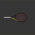 Tennis Racket With White Grip Yellow Black Frame And Red Strings