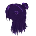 Purple Head Hair With Double Bun Style Fringe And Long Side Strands