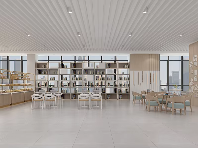 Modern Bright Service Hall With Service Counters Waiting Seats And Large Windows 3d model