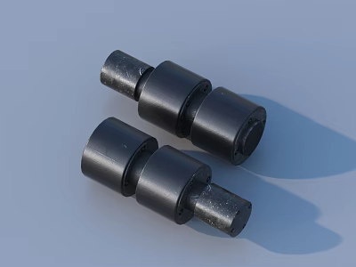 Two Black Cylindrical Mechanical Components With Smooth Surface And Solid Structure 3d model