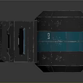 Mechanical Component 3D Model With Gray Teal Cylindrical Structure And Geared Design