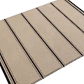 Modern Beige Square Rug With Dark Stripes And Stitched Textured Details