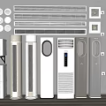 Assorted Styles of Standing and Wall Mounted Air Conditioners and Fans for Home Use