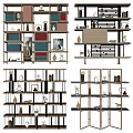 Modern Open Shelving Units With Multiple Layers And Decorative Items 3d model