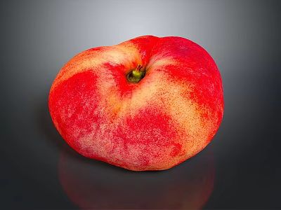 Ripe Fresh Heart Shaped Flat Peach With Red And Orange Smooth Skin 3d model