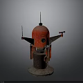 Red Dome Mechanical Device With Brown Base Antenna And Side Brackets