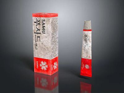 SAMU Brand Medical Devices Packaging Box And Tube Container With Red White Snowflake Design 3d model