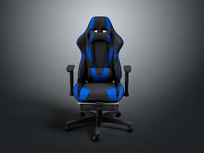 Ergonomic Blue And Black Gaming Chair With Adjustable Armrests And Swivel Base 3d model