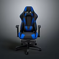 Ergonomic Blue And Black Gaming Chair With Adjustable Armrests And Swivel Base