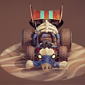 Creative Vehicle Model With Skeleton Parts Colorful Tires And Small Flag