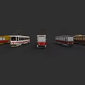 Vintage and Modern Tram Collection with Diverse Colors and Classic Designs