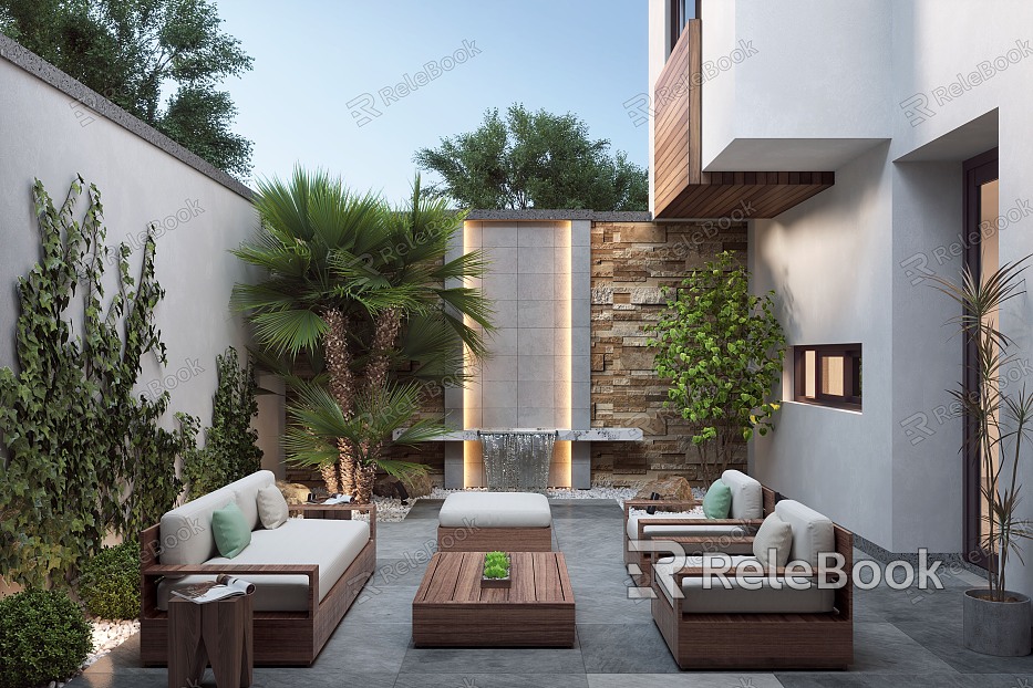 Modern courtyard courtyard landscape model