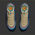 Nike Air Max 97 Sneakers Featuring Beige Blue Pink Gradient And White Sole Design