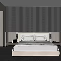 Modern Bedroom Interior With King Size Bed Textured Headboard Wall And Bedside Lamps