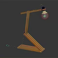 Wooden Table Lamp With Geometric Frame Slanted Stripe Design Transparent Bulb And Decorative Inner Structure