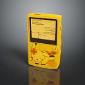 Vibrant Yellow Portable Computer with Pikachu Design and Screen Text Display Features